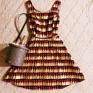 Rare Retrolicious Lipstick Print Novelty Dress